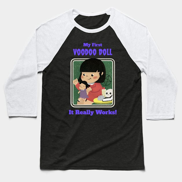 My First Voodoo Doll - Vintage Dark Humour Baseball T-Shirt by WizardingWorld